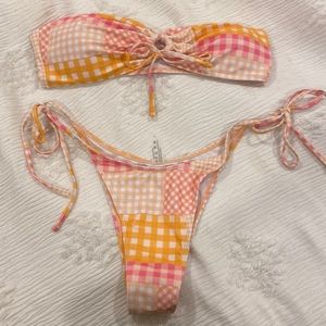 Pink and orange bikini strapless